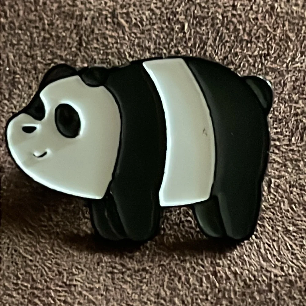 Panda Animal Enamel Metal Pin Black and White